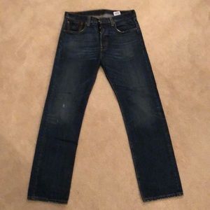 Levi’s 501 for J crew jeans slightly distressed